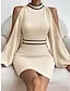 Women's Cold Shoulder Knit Mini Sweater Dress