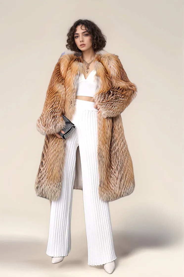 Women's Real Fox Fur Jacket - Fire Gold Fox - G0029