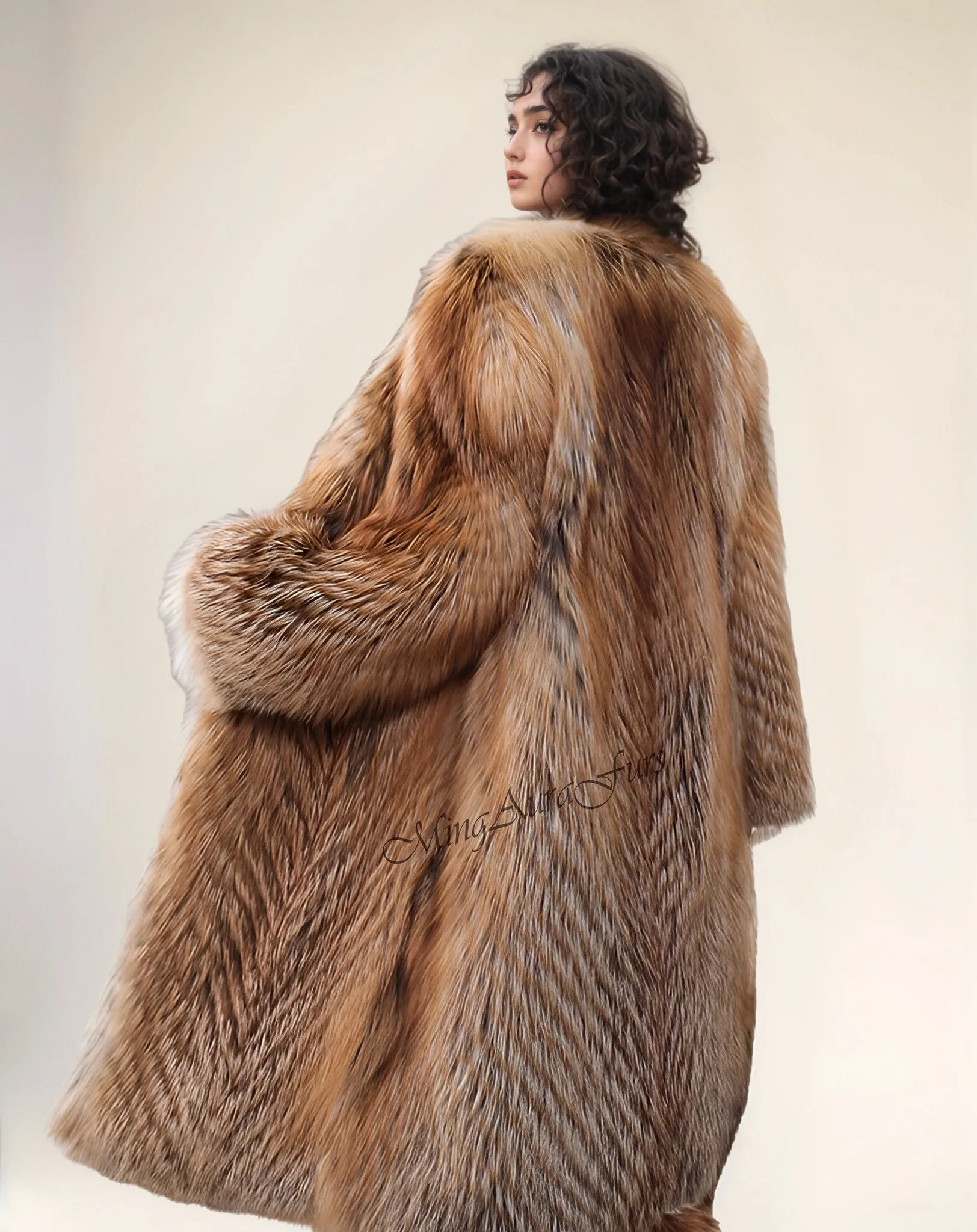 Women's Real Fox Fur Jacket - Fire Gold Fox - G0029