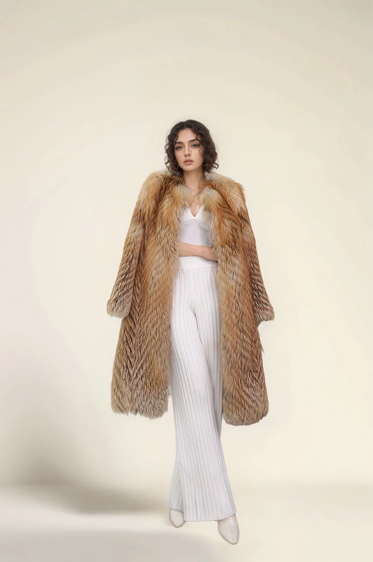 Women's Real Fox Fur Jacket - Fire Gold Fox - G0029