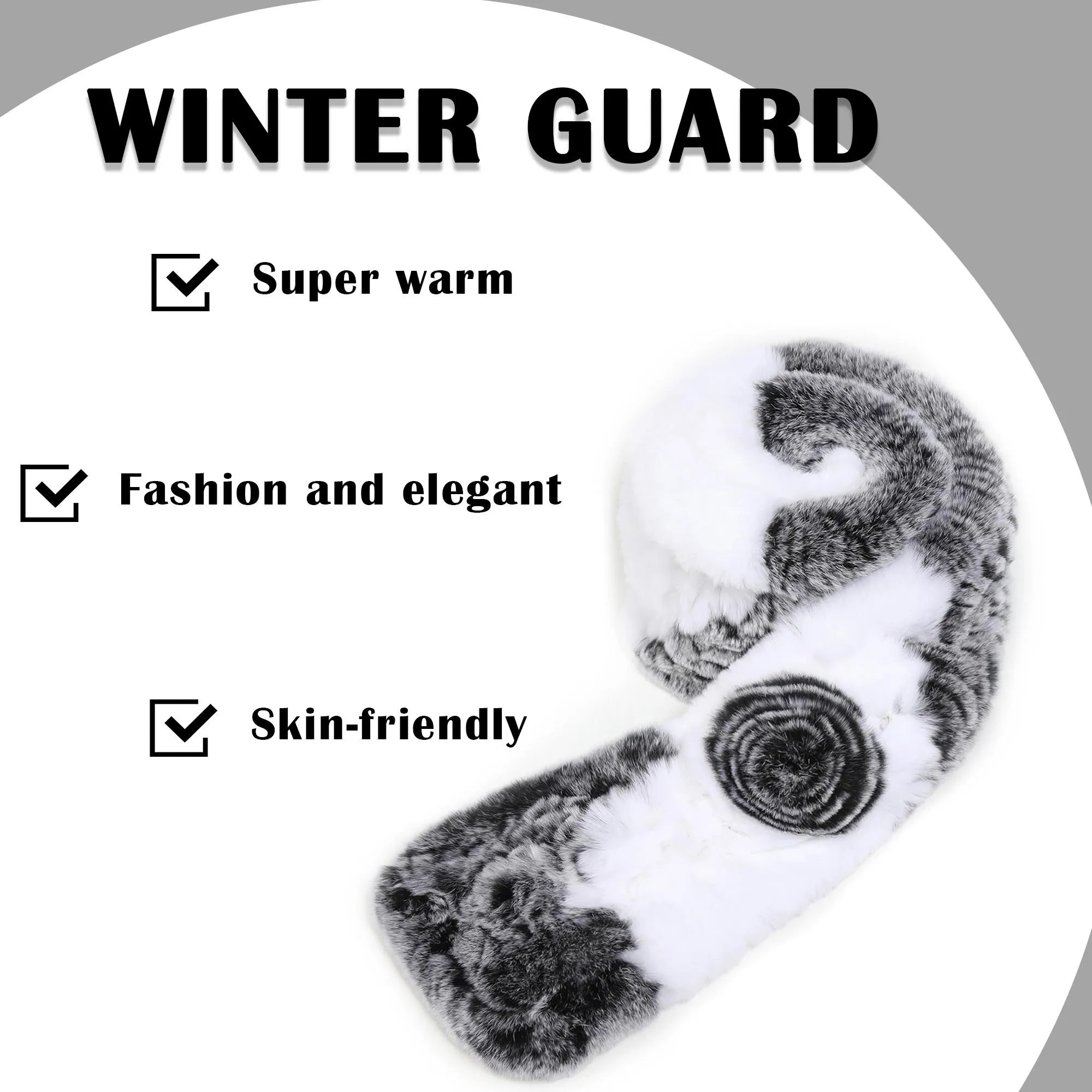 Women's Rex Rabbit Fur Scarf Ladies Flowers Crochet Winter Warm Knitted Fashion Scarf Scarves for Women