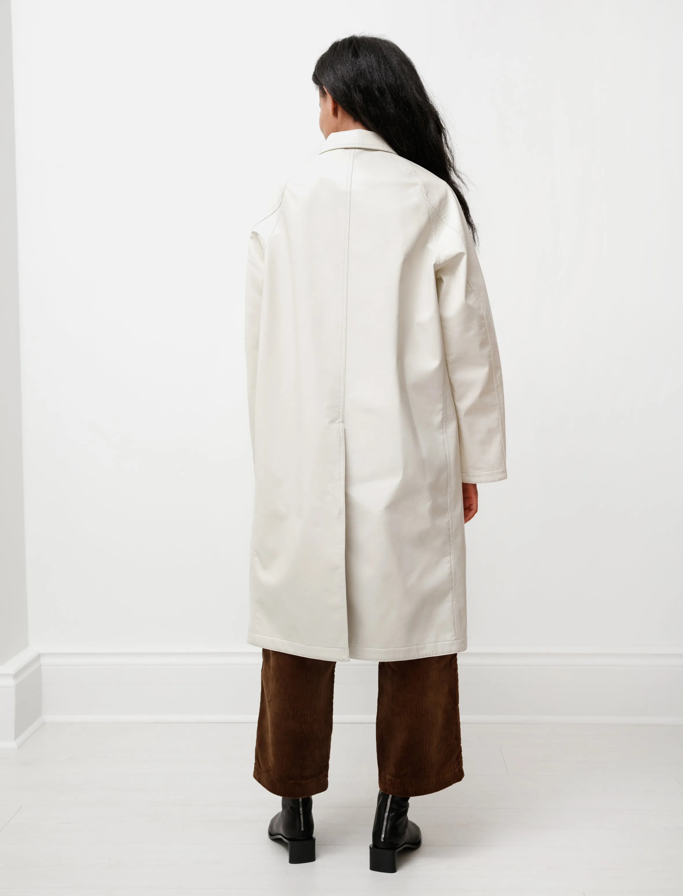 Wool Cashmere Laminate Coat Ivory Top Gray