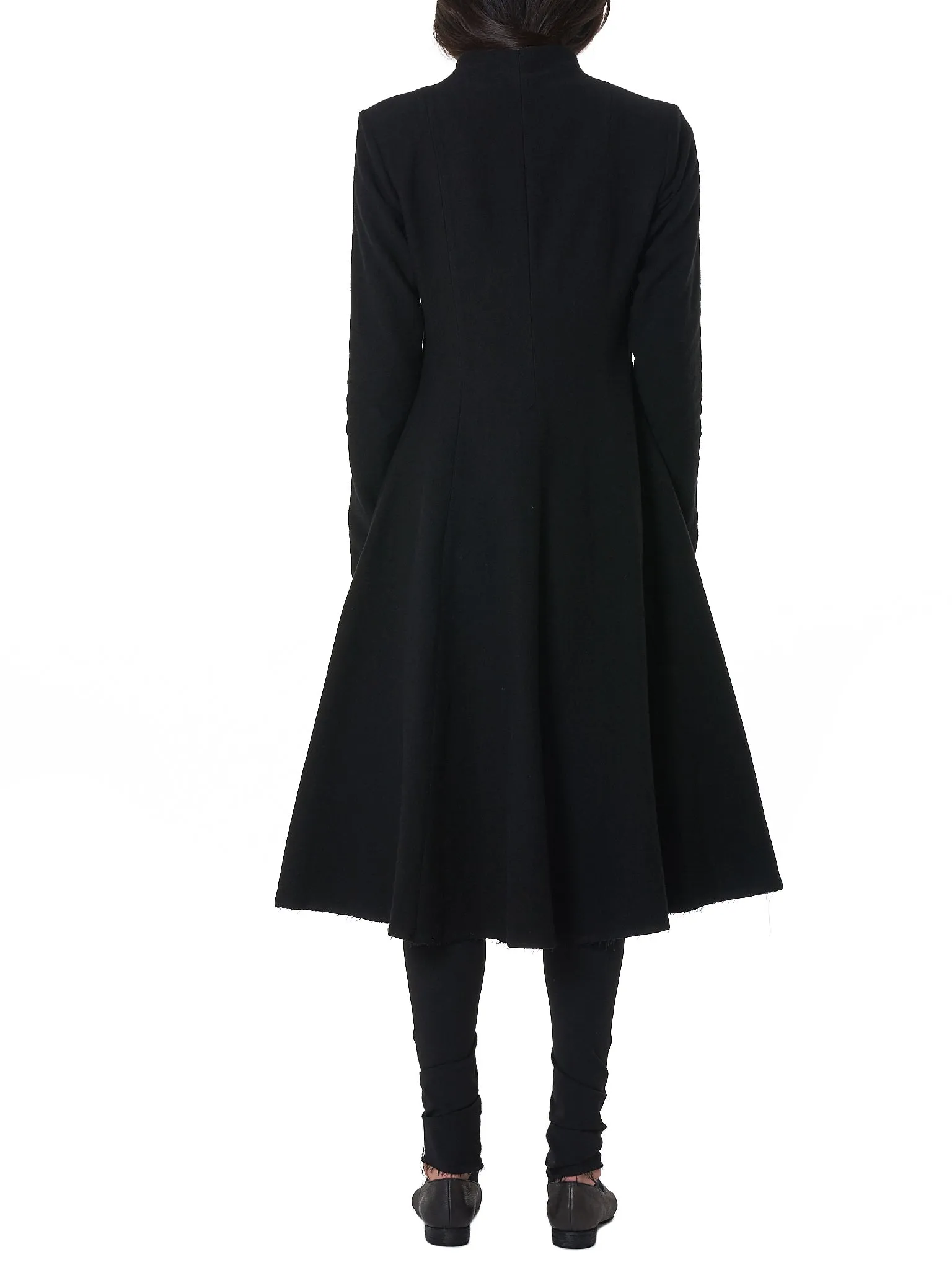 Wool-Linen Collarless Coat (CW102-WLC-BLACK)