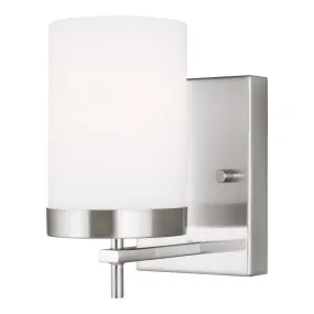 Zire 1-Light Wall&Bath Sconce in Brushed Nickel with Etched & White Inside Glass