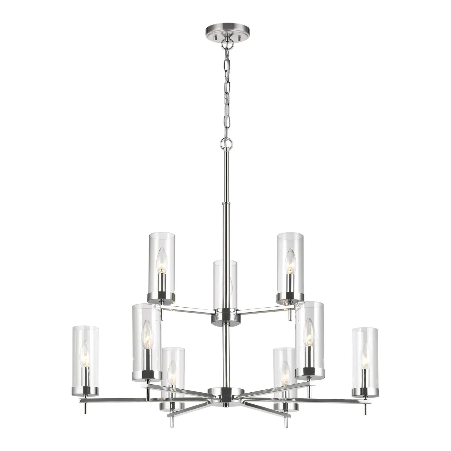 Zire 9-Light Chandelier in Chrome with Clear Glass