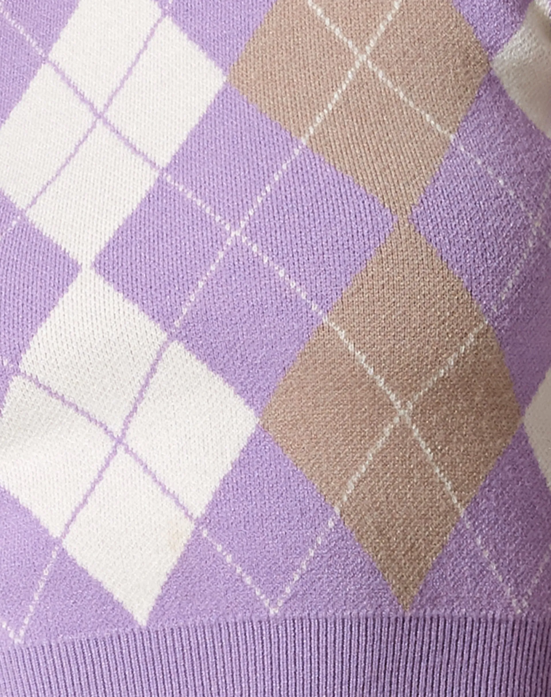 Zuki Jumper in Argyle Lilac Cream and Tan